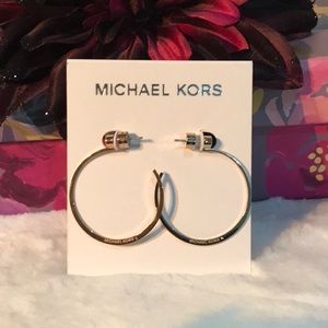 BNWT Authentic Michael Kors rose gold hoop earrings with cubic zirconia